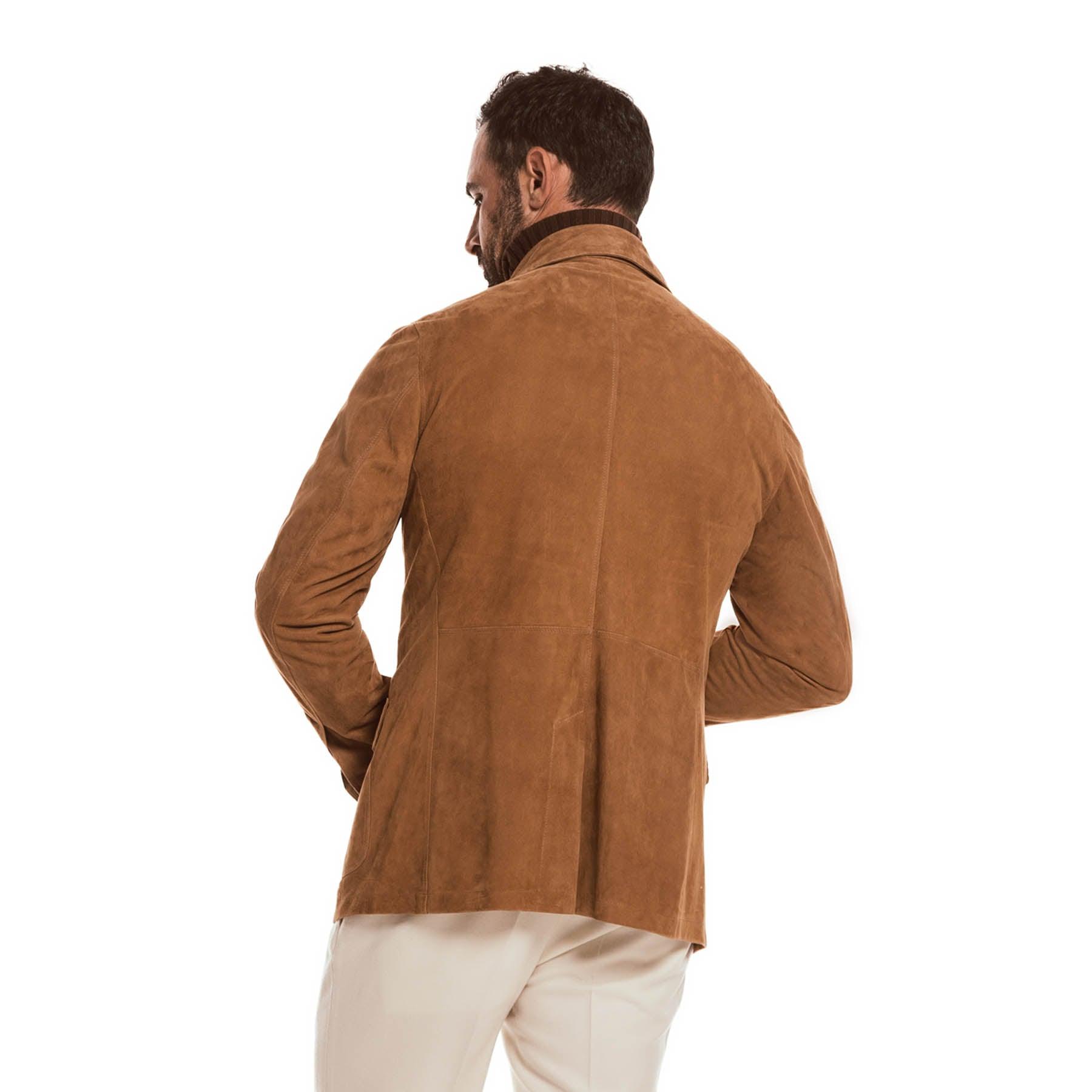 Suede Jacket Mens Leather Safari Jacket Rever Suede Handmade