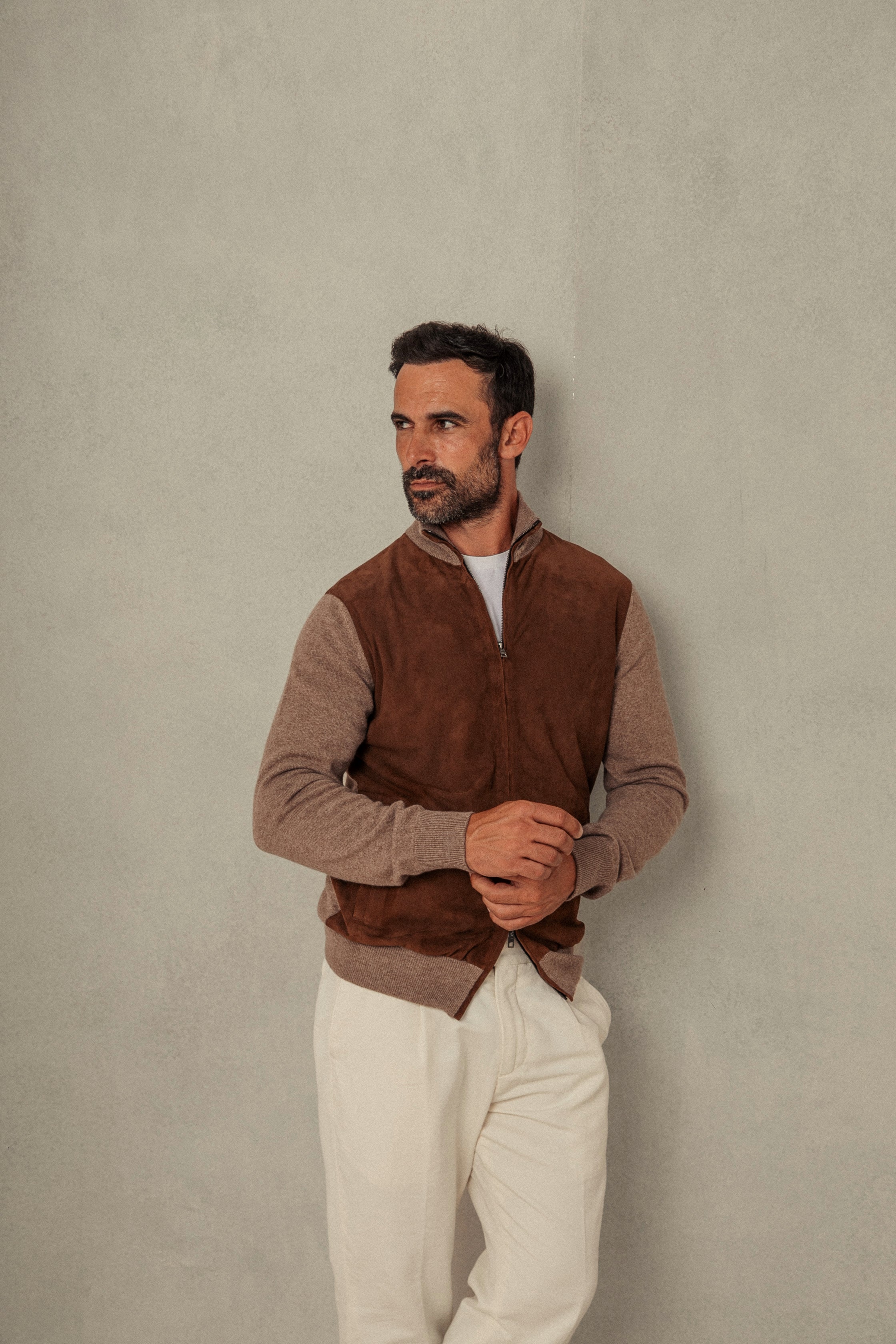 Lightweight Cashmere & Suede Cardigan – Rifugio Handmade Leather