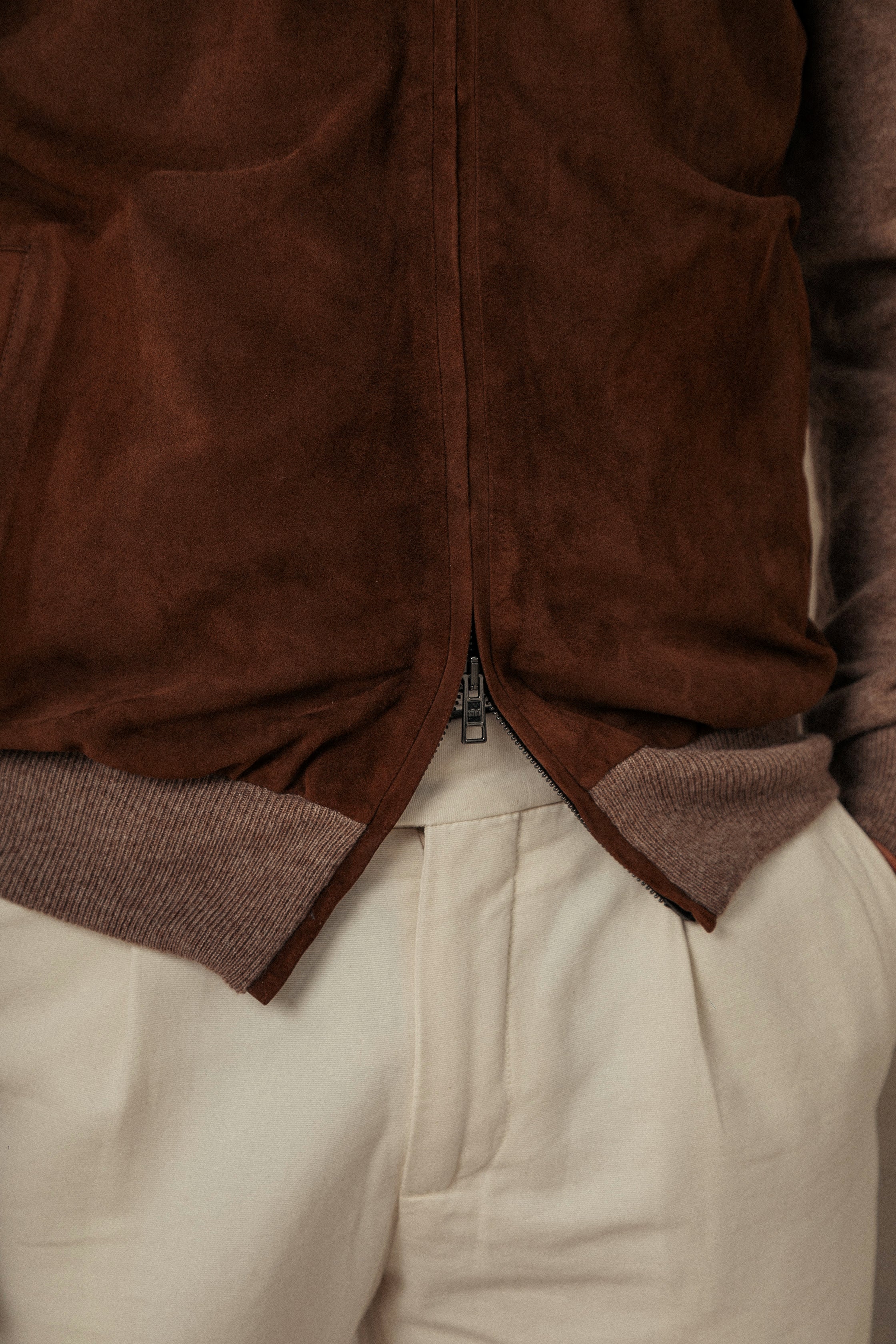 Lightweight Cashmere & Suede Cardigan – Rifugio Handmade Leather