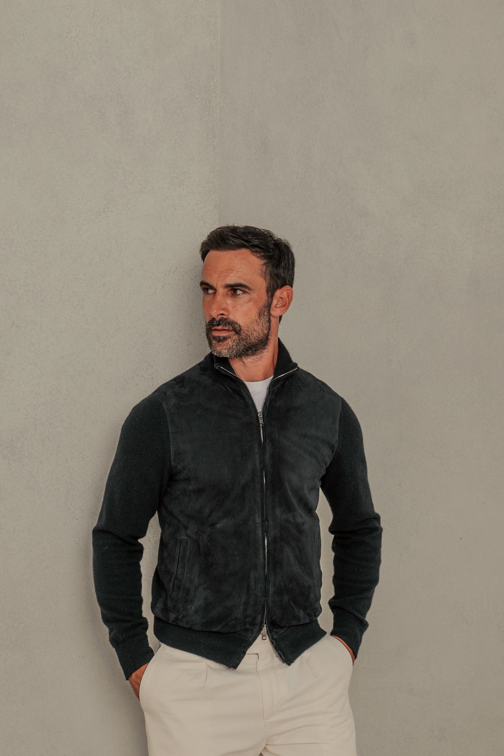 Lightweight Cashmere & Suede Cardigan – Rifugio Handmade Leather